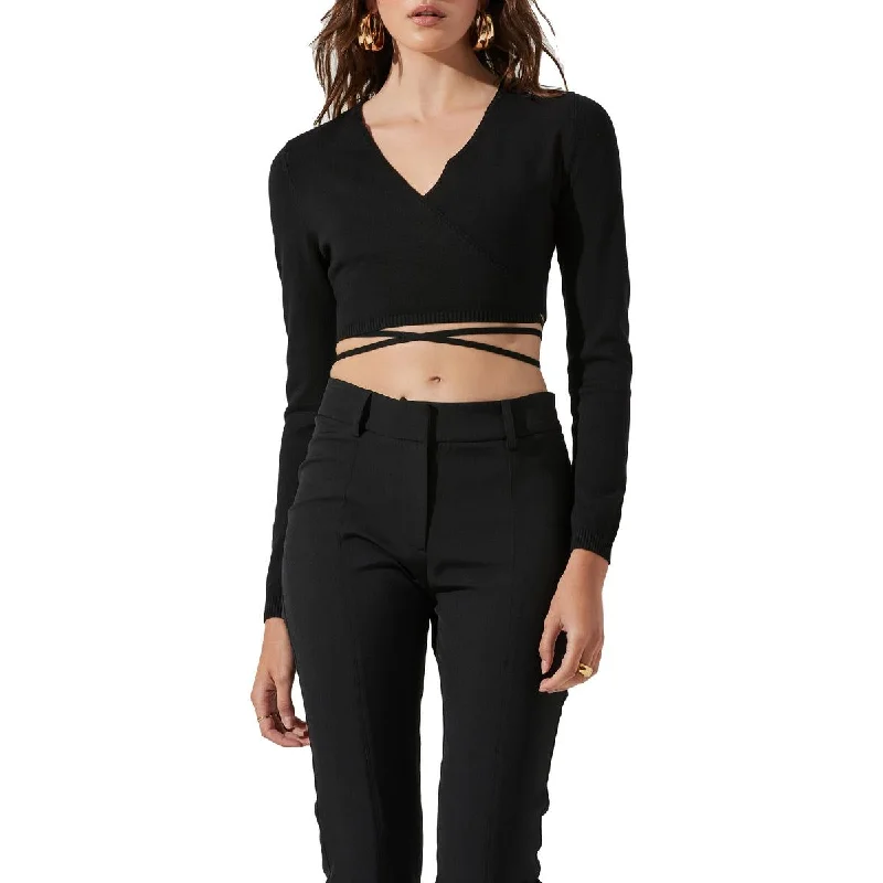 ASTR the Label Womens Knit Crop Wrap Sweater