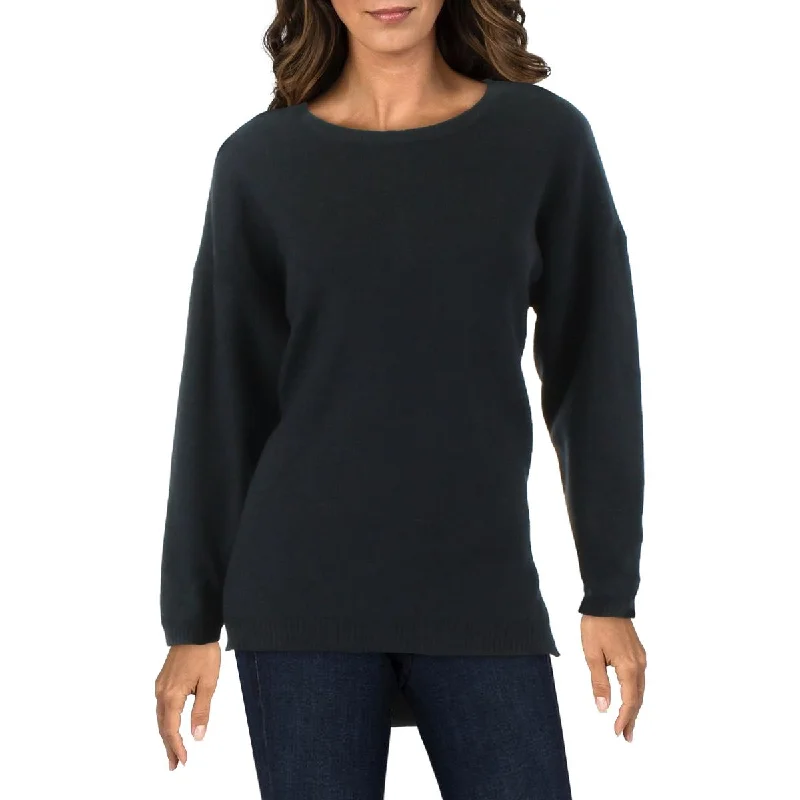 Beulah Womens Juniors Ribbed High Low Crewneck Sweater