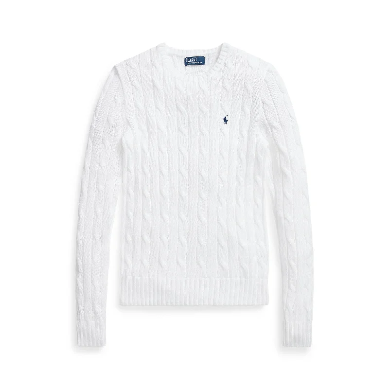 Polo Ralph Lauren - Julianna Cable Knit Crewneck Cotton Sweater - White