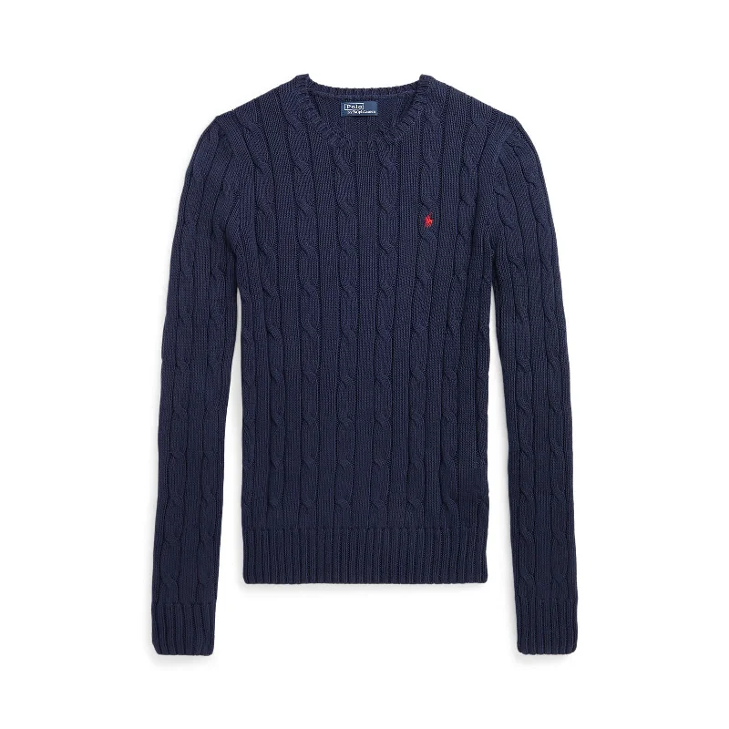 Cable-Knit Cotton Crewneck Sweater - Hunter Navy