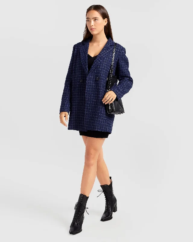 Cambridge Oversized Wool Blazer - Blue