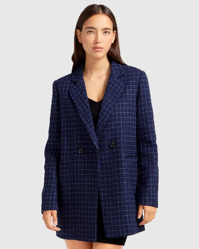 Cambridge Oversized Wool Blazer - Blue