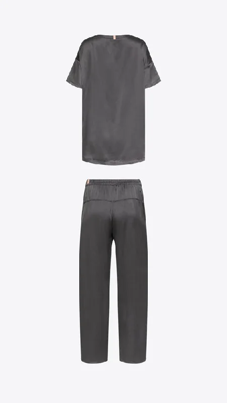 Washable Silk Tee Pant Set - Meditative Grey