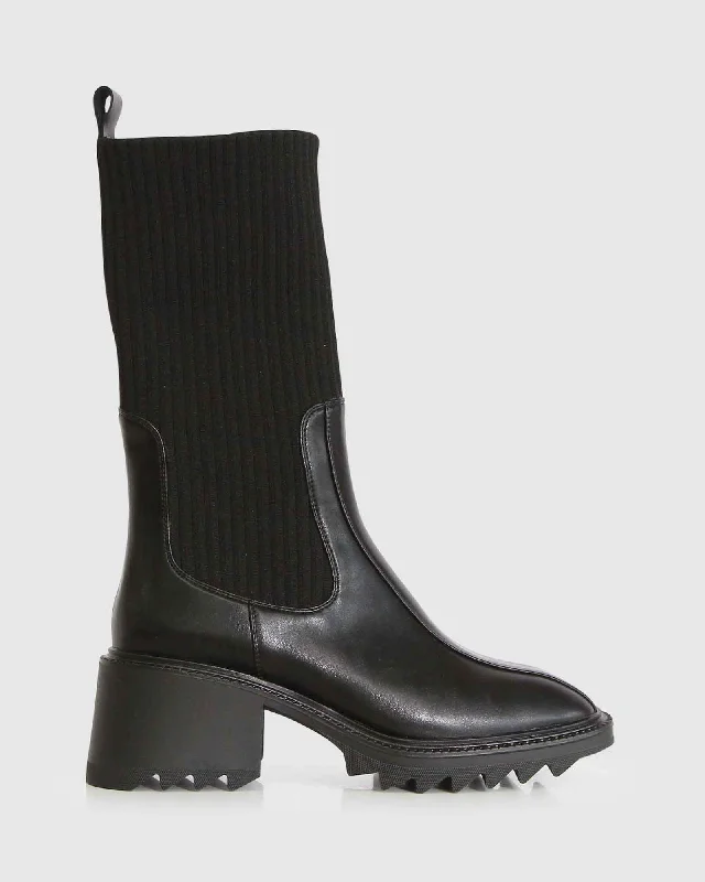 Perfect Illusion Knit Boot - Black