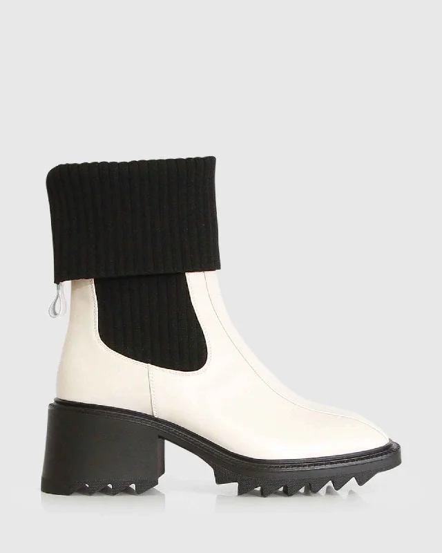 Perfect Illusion Knit Boot - Cream/Black