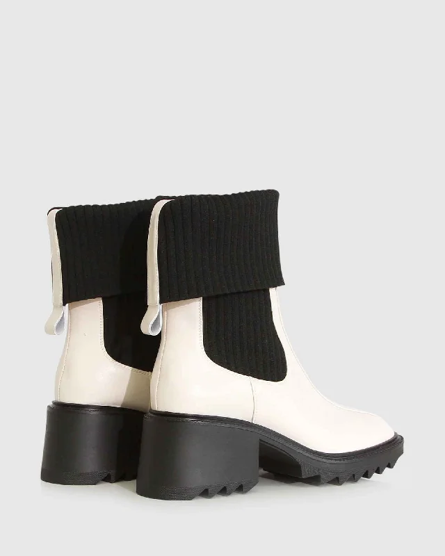 Perfect Illusion Knit Boot - Cream/Black