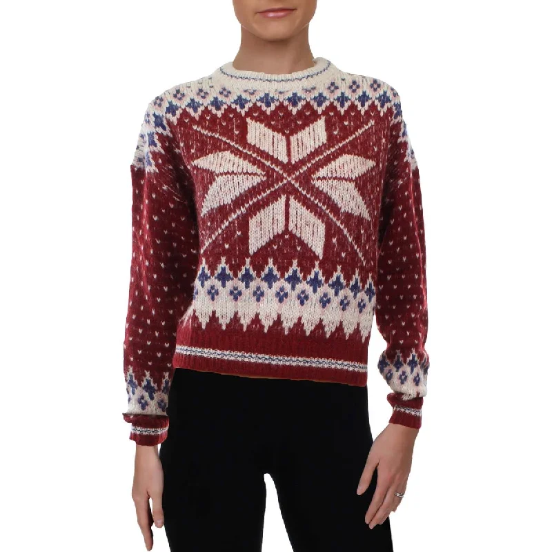 Rag & Bone Womens Fran Ribbed Knit Fair Isle Crewneck Sweater