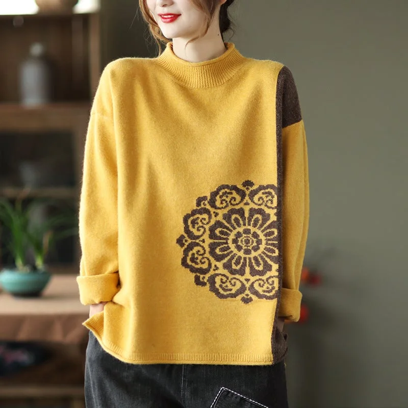 Retro Winter Color Matching Warm Cotton Sweater