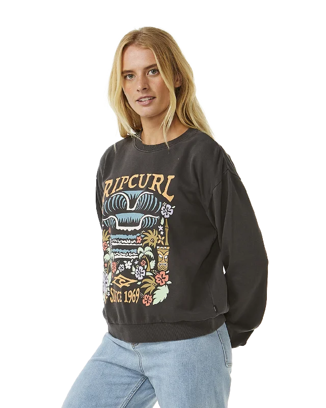 Tiki Tropic Relaxed Sweatshirt in Washed Black