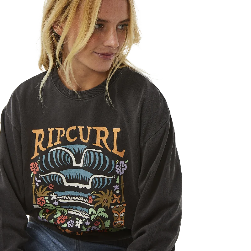 Tiki Tropic Relaxed Sweatshirt in Washed Black