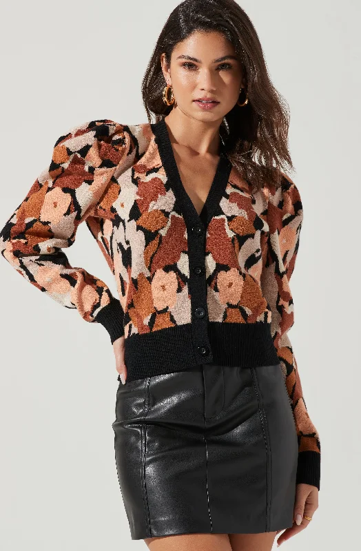 Romilly Floral Puff Sleeve Cardigan