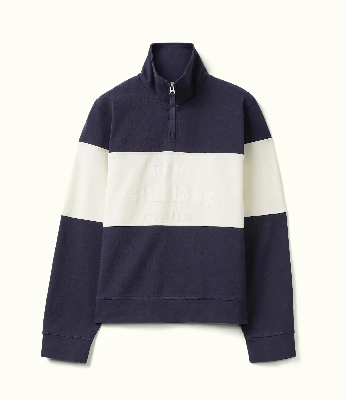 R.M.Williams - Trickett Panel Sweatshirt - Navy & Cream