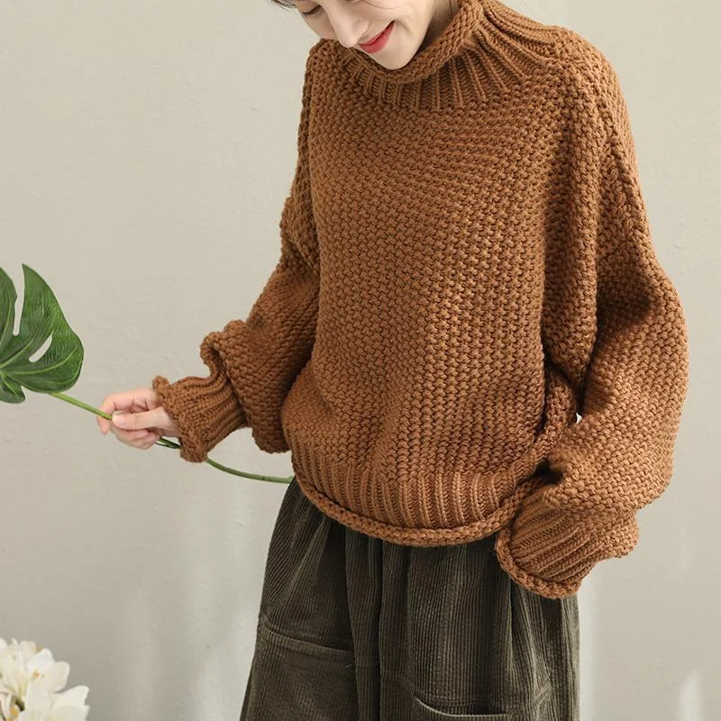 Winter Bat Sleeve Loose Oversize Turtleneck  Sweater