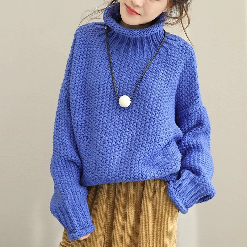 Winter Bat Sleeve Loose Oversize Turtleneck  Sweater