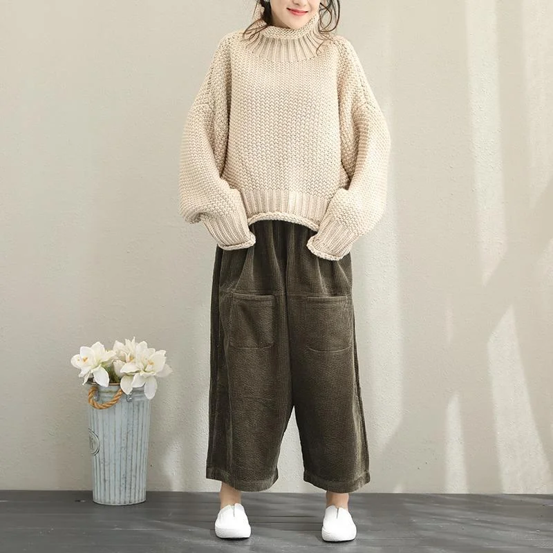 Winter Bat Sleeve Loose Oversize Turtleneck  Sweater