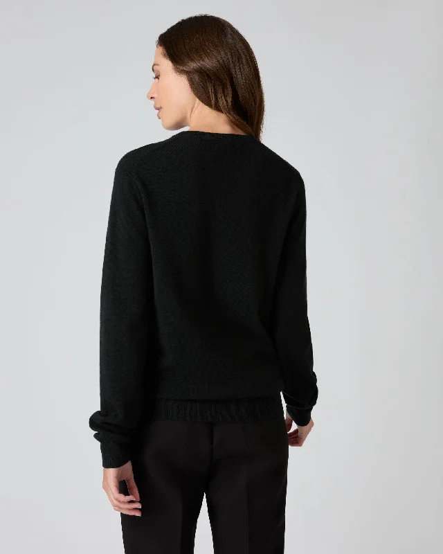 Women's Oxford Round Neck Cashmere Sweater Black