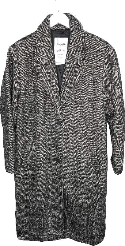 Abercrombie & Fitch Black Textured Tailored Topcoat UK XL