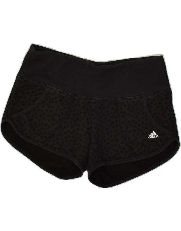 ADIDAS Womens Climalite Graphic Sport Shorts UK 8/10 Small Black Polka Dot