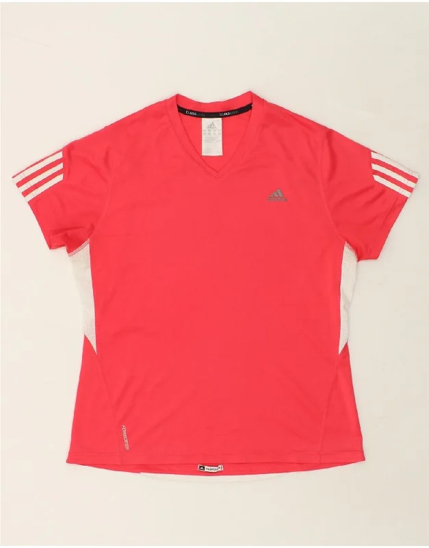 ADIDAS Womens Graphic T-Shirt Top UK 16 Large Pink Colourblock Polyester