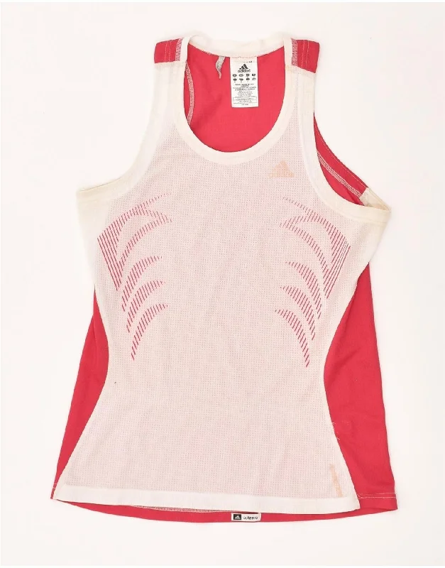 ADIDAS Womens Graphic Vest Top UK 12 Medium Pink Colourblock Polyester