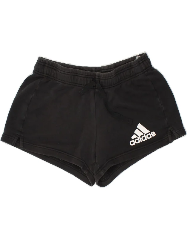 ADIDAS Womens Sport Shorts UK 12/14 Medium Black Cotton