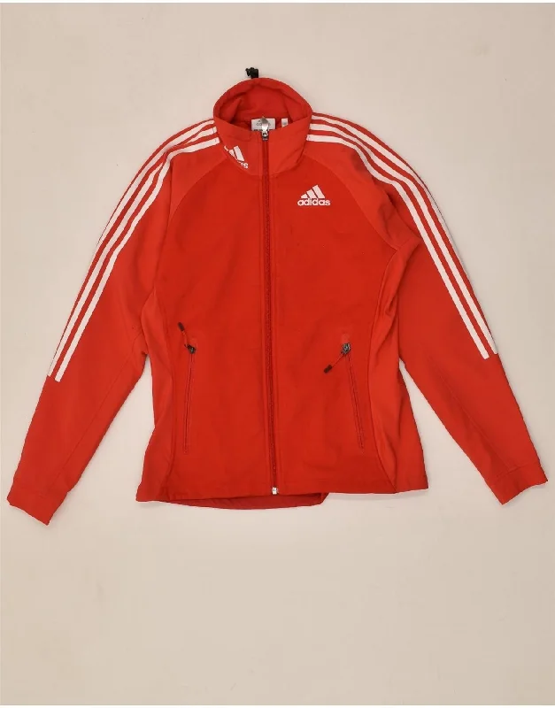 ADIDAS Womens Tracksuit Top Jacket UK 12 Medium Red Polyester