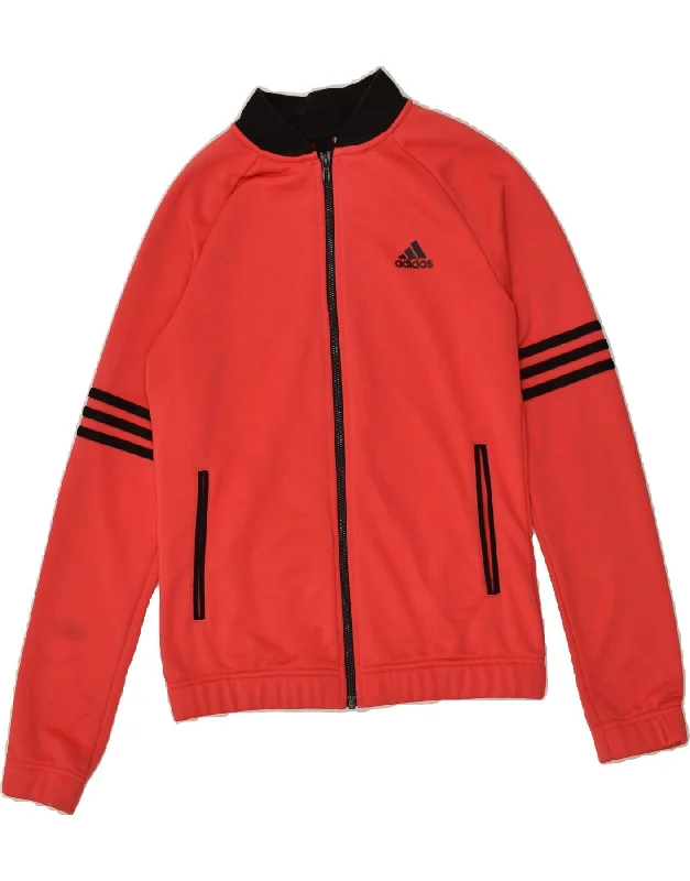 ADIDAS Womens Tracksuit Top Jacket UK 4/6 XS Red Polyester