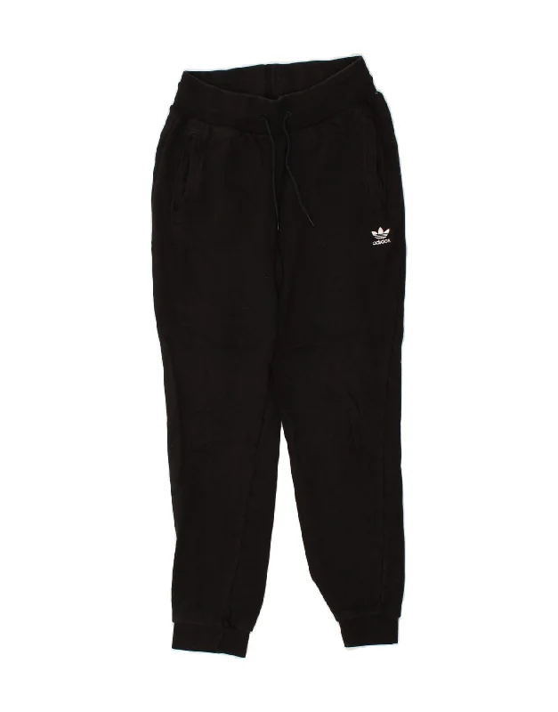 ADIDAS Womens Tracksuit Trousers Joggers UK 10 Small Black Cotton