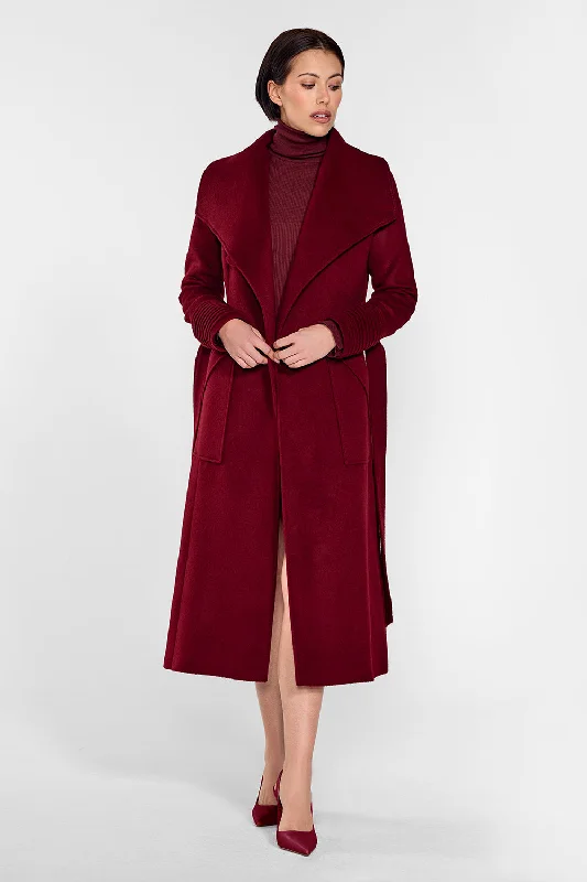 Baby Alpaca Long Wide Collar Wrap Coat