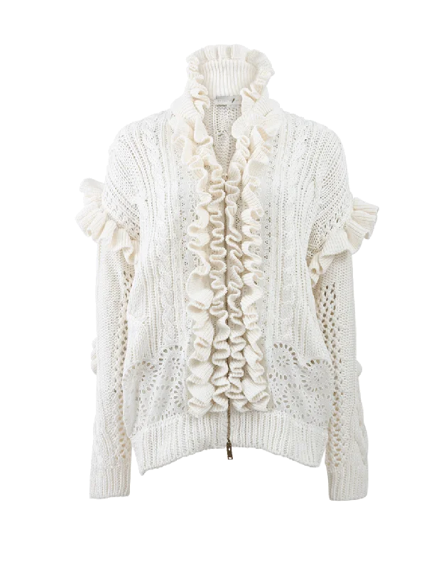 Broderie Anglaise Zip Cardigan