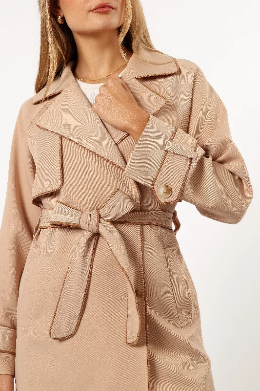 Cayenne Contrast Binding Trench Coat - Camel