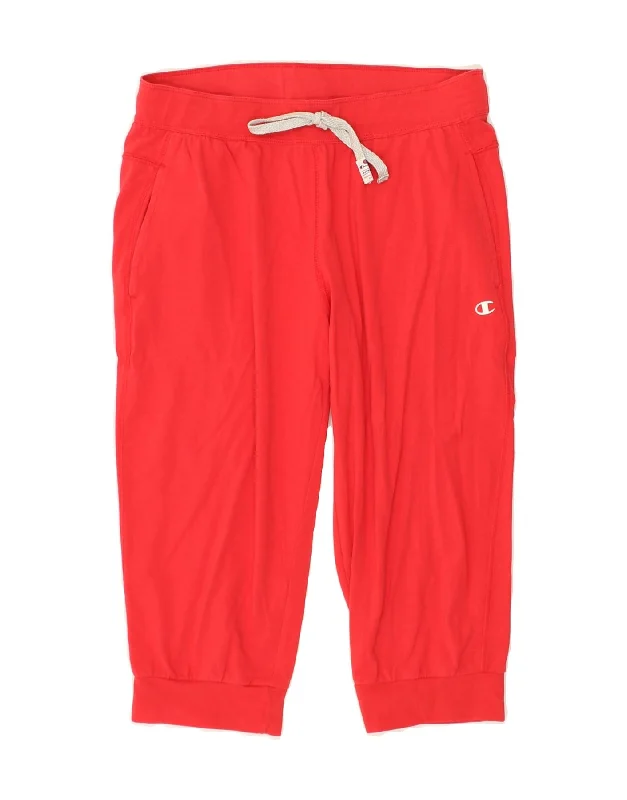 CHAMPION Womens Capri Tracksuit Trousers Joggers UK 12 Medium Red Cotton