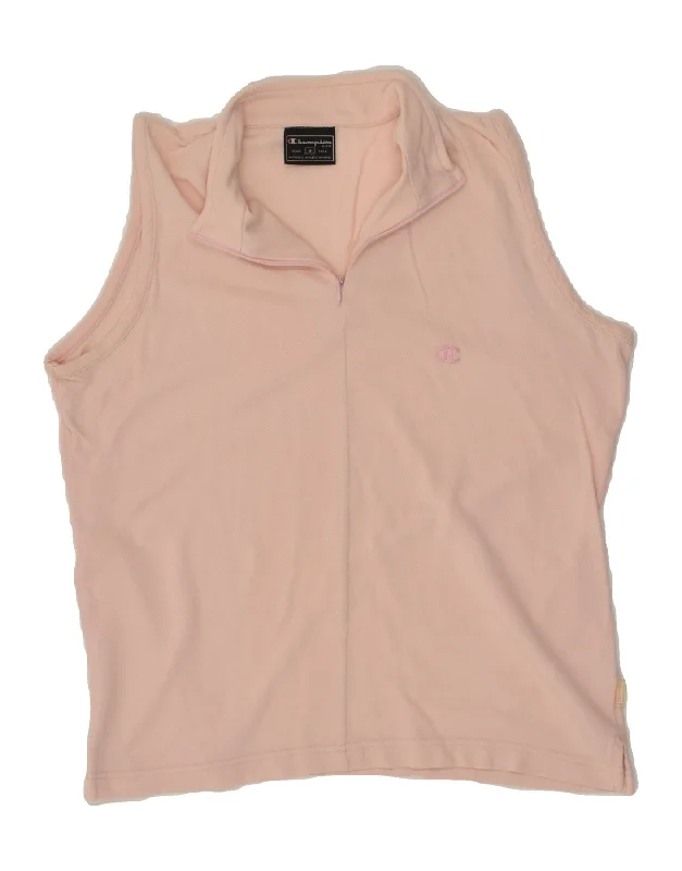 CHAMPION Womens Zip Neck Vest Top UK 12 Medium Pink