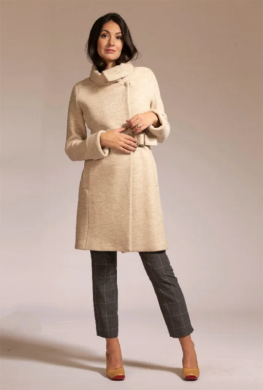 COWL NECK COAT · sandstone