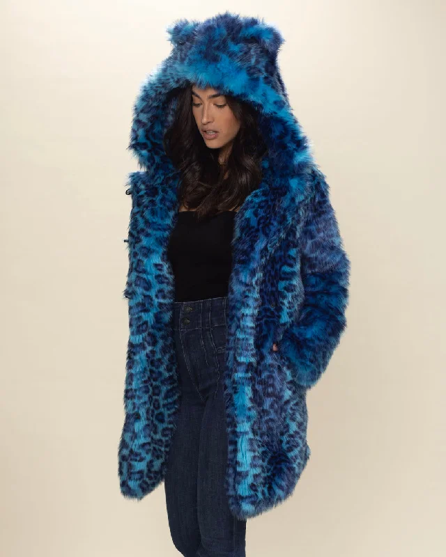 Electric Blue Lynx Women's Faux Fur Coat | Classic