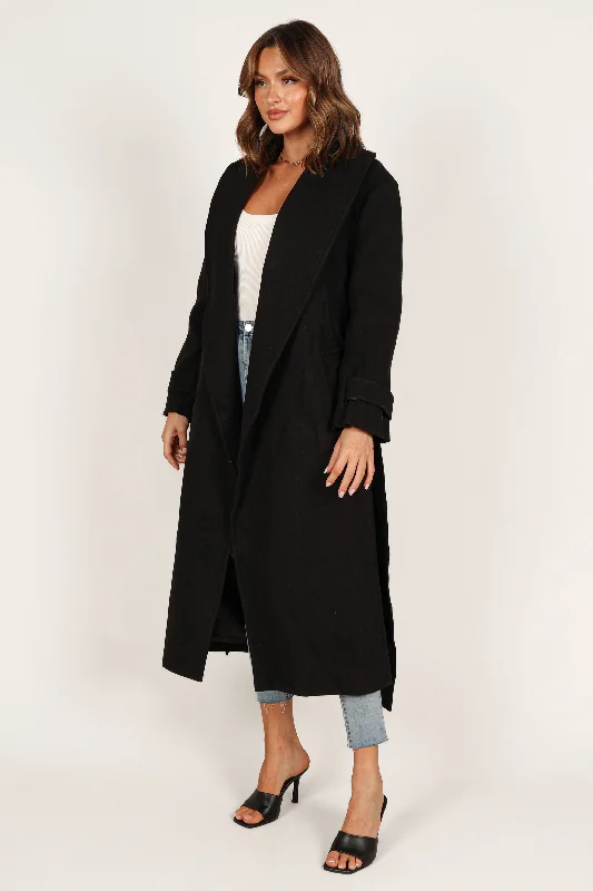 Emersyn Tie Front Coat - Black