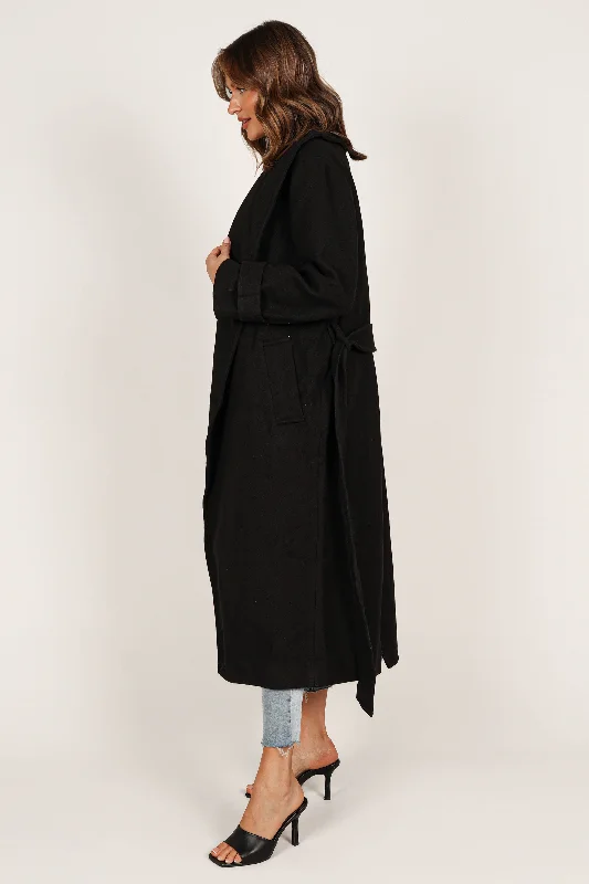 Emersyn Tie Front Coat - Black