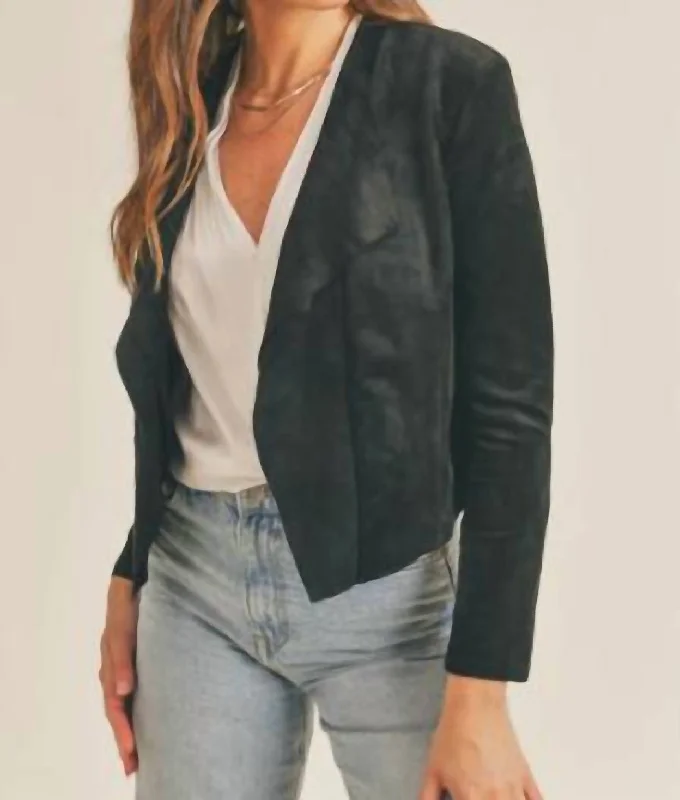 Faux Suede Jacket In Black