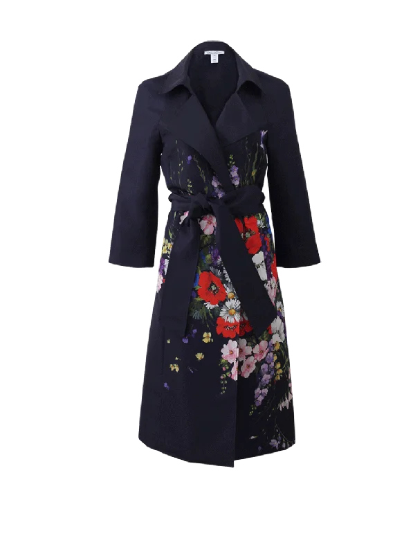 Flower Print Trench Coat