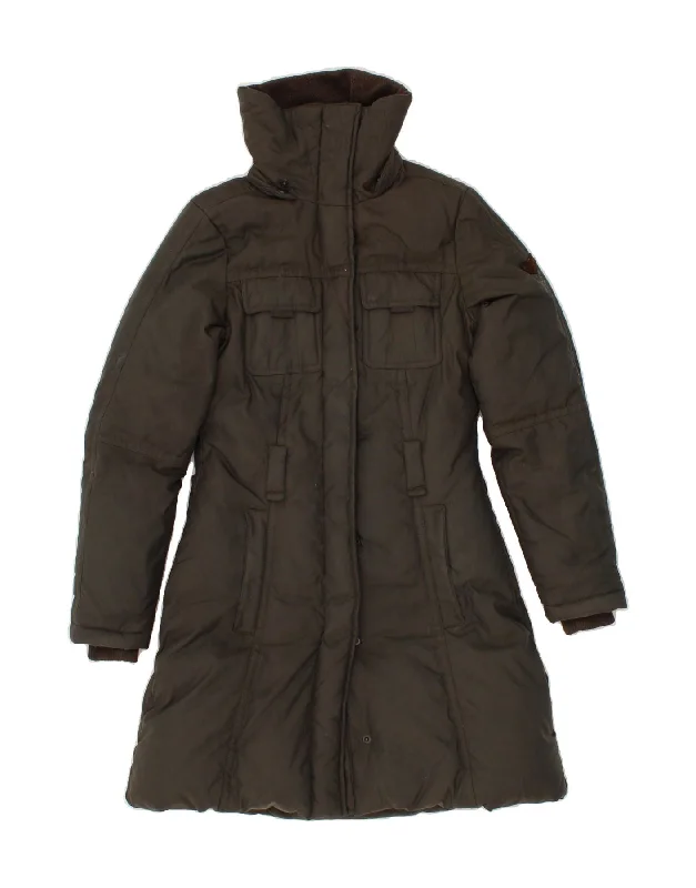 GAS Womens Padded Coat EU 38 Medium Brown Polyamide