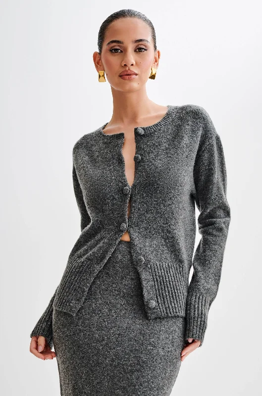 Genevieve Oversized Knit Cardigan - Charcoal