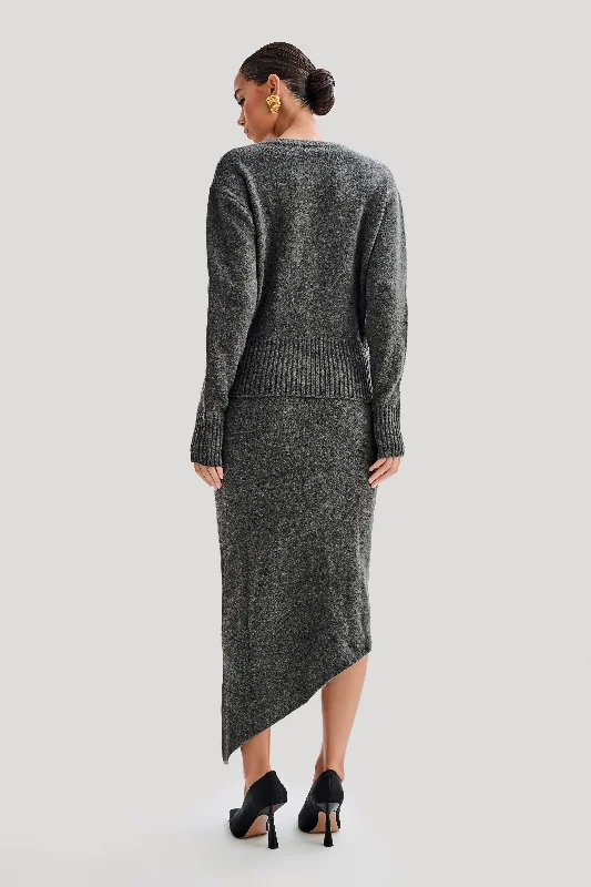 Genevieve Oversized Knit Cardigan - Charcoal