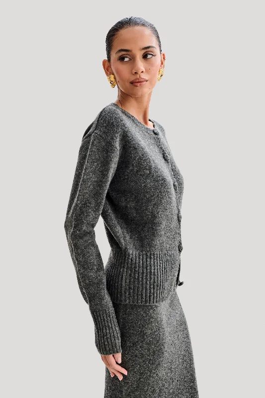 Genevieve Oversized Knit Cardigan - Charcoal