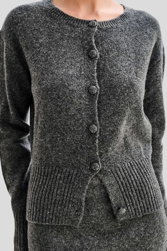 Genevieve Oversized Knit Cardigan - Charcoal