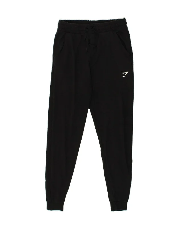 GYMSHARK Womens Tracksuit Trousers Joggers UK 8 Small Black Cotton