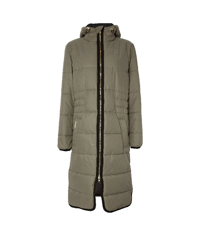 Hooded Longline Puffer in Sage