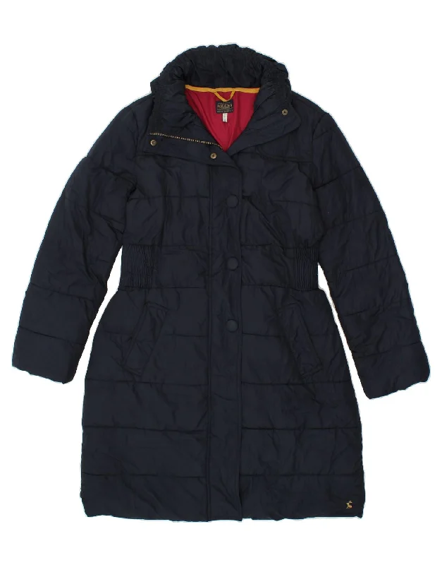 JOULES Womens Padded Coat UK 14 Medium  Navy Blue Polyester