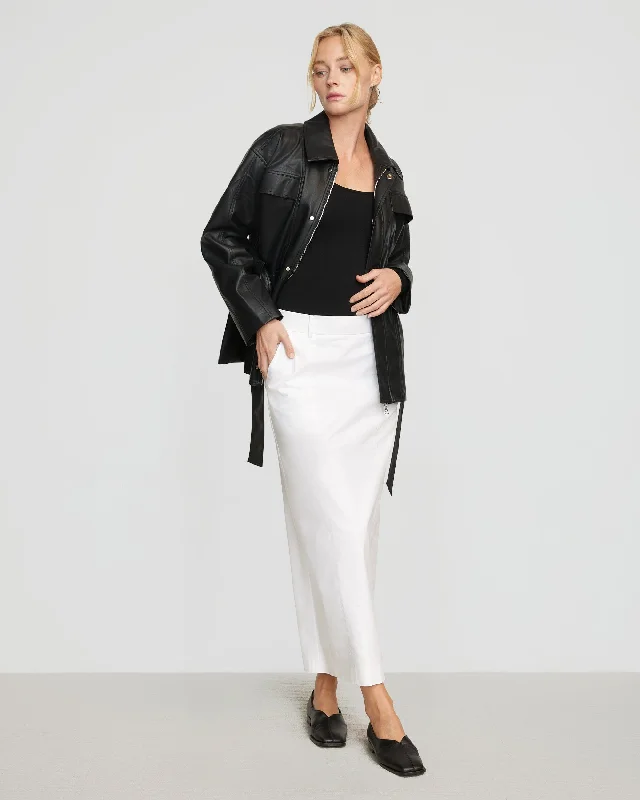 Kaden Tie-Waist Vegan Leather Jacket