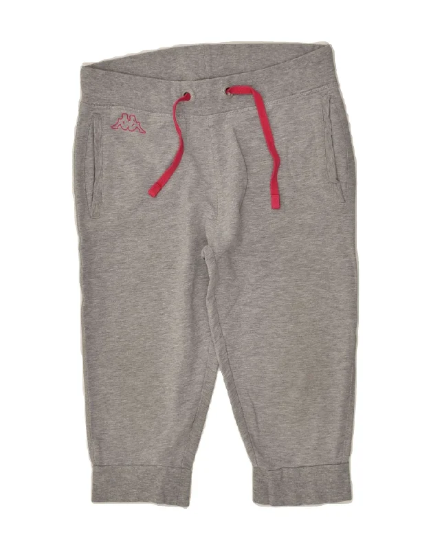 KAPPA Womens Capri Tracksuit Trousers Joggers UK 10 Small Grey Cotton