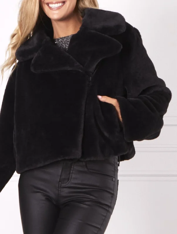 Leoni Heidi Deluxe Faux Fur Jacket Black